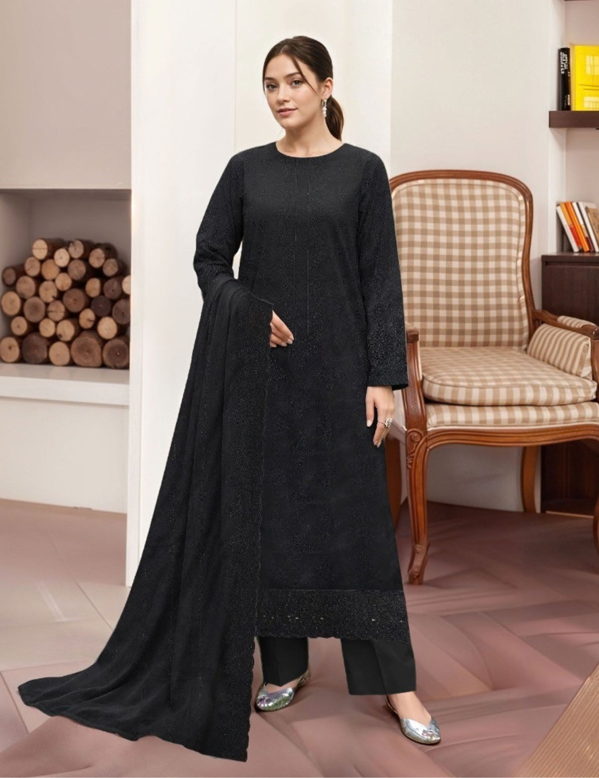 Munarq By Nisha Designer EMB Vintex Peach 26311