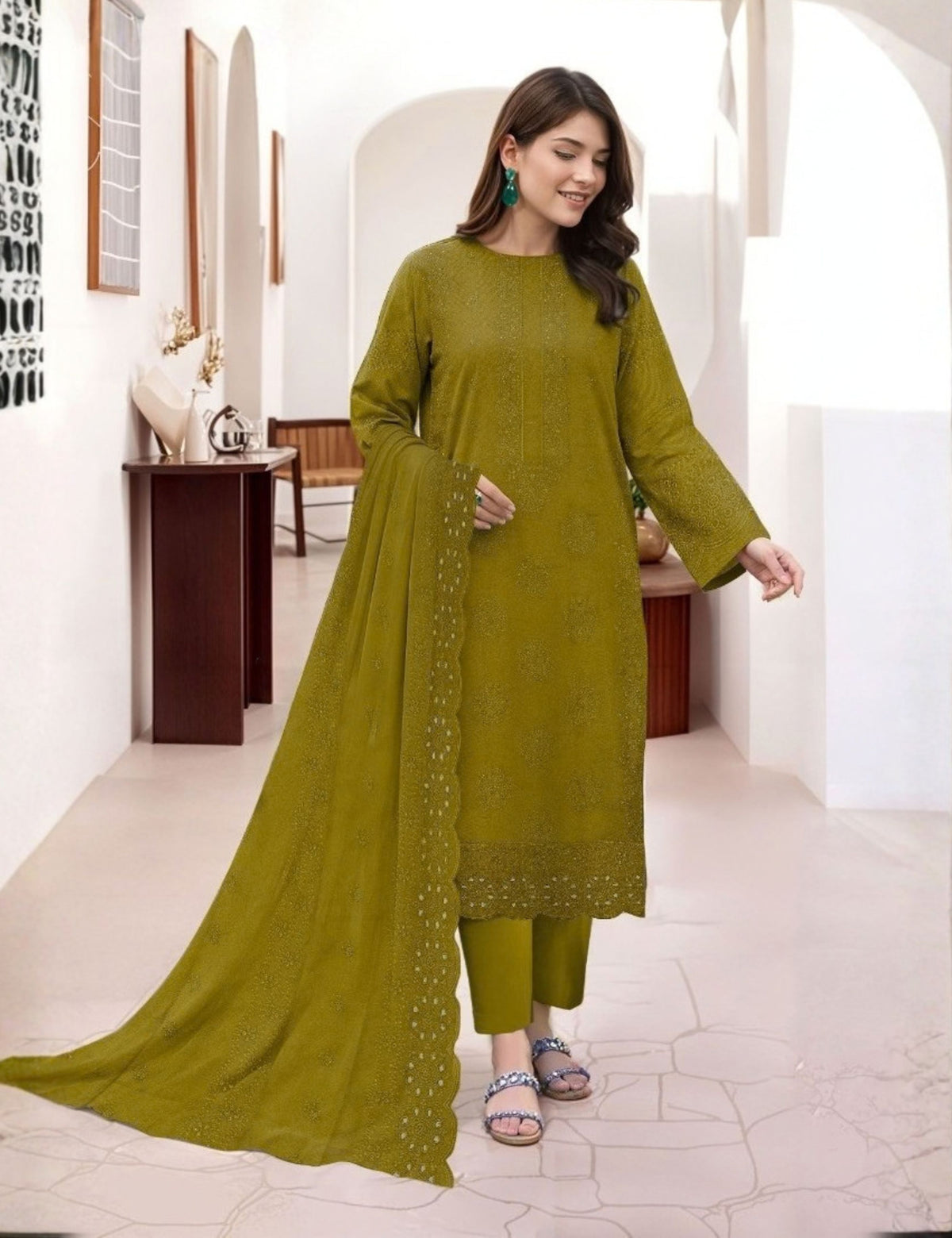 Munarq By Nisha Designer EMB Vintex Peach 26316