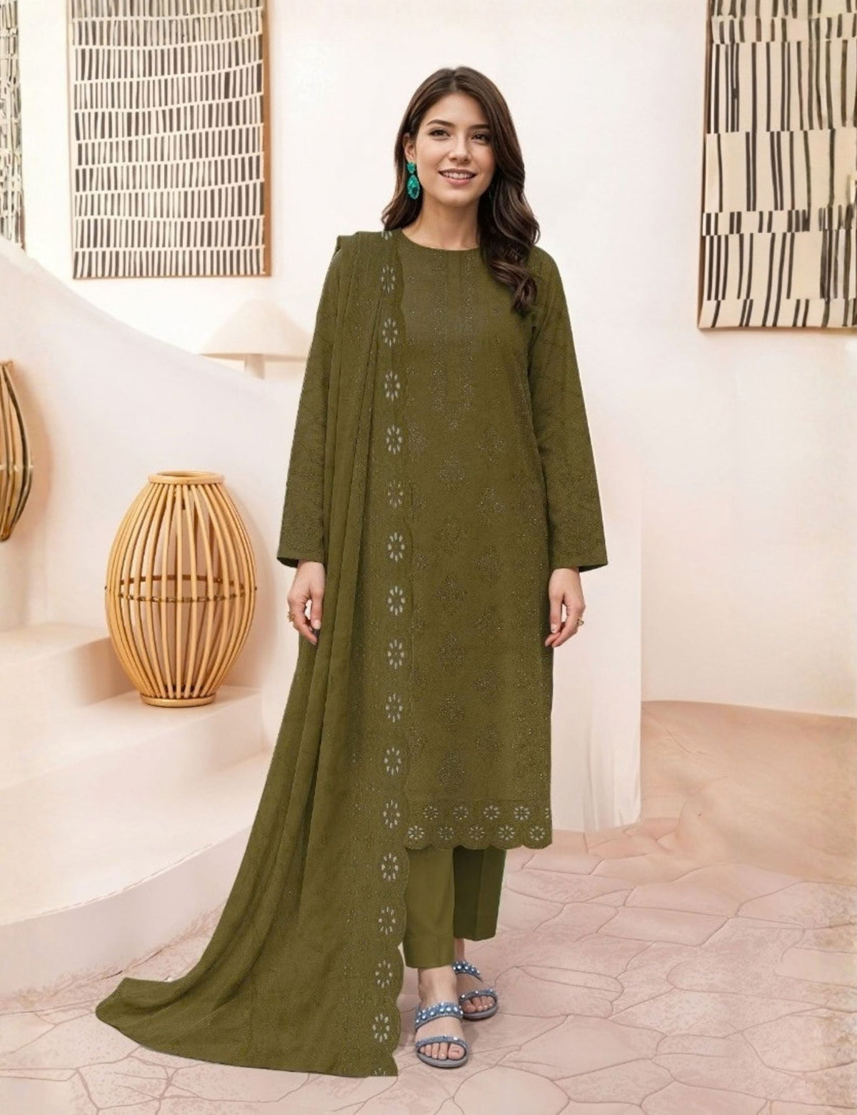 Munarq By Nisha Designer EMB Vintex Peach 26313
