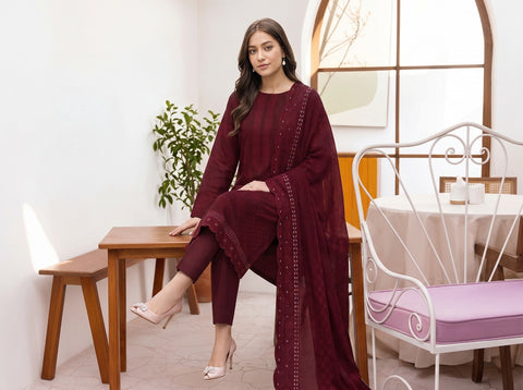 Munarq By Nisha Designer EMB Vintex Peach 26312
