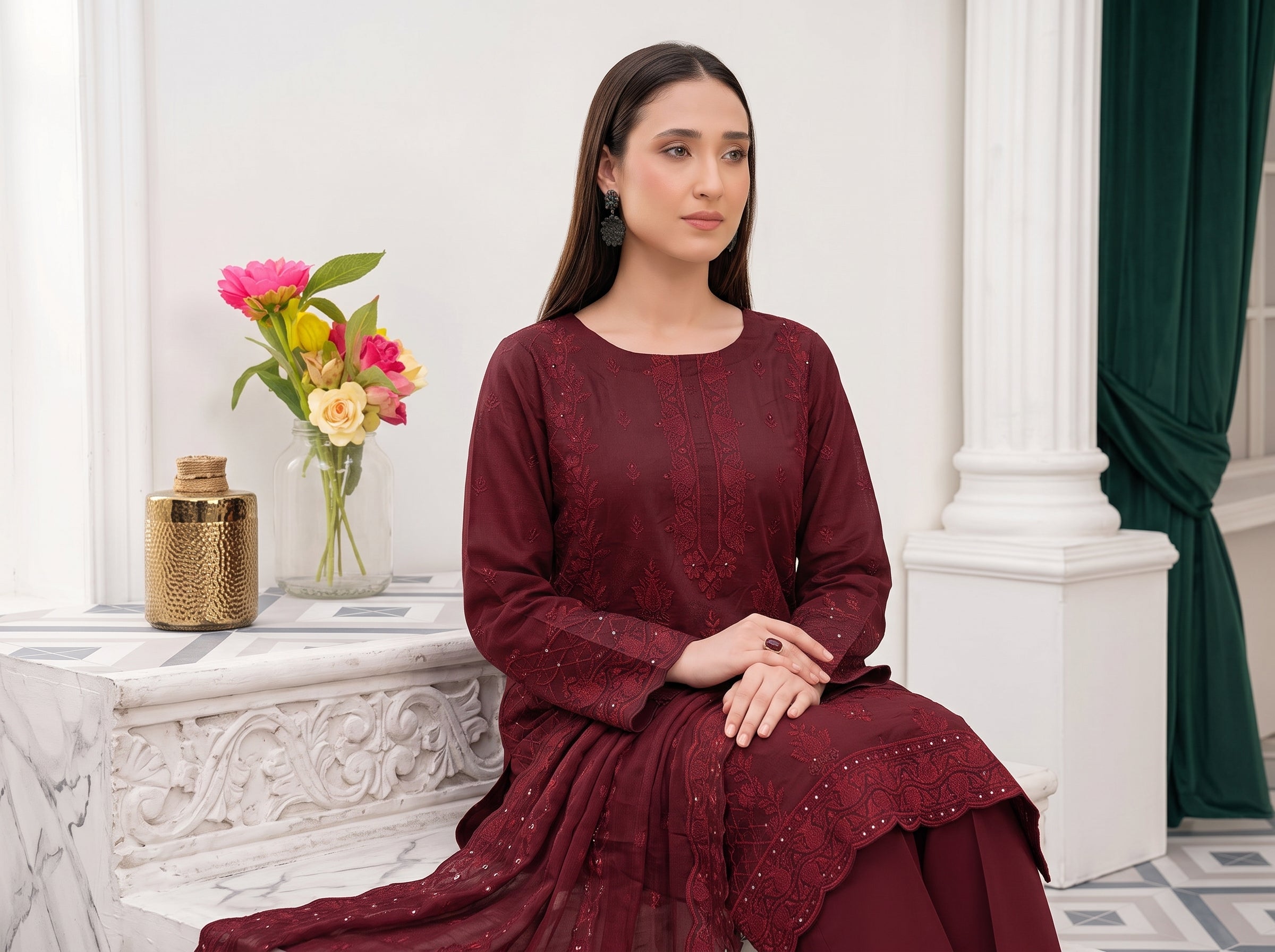 Munarq By Nisha Designer Emb Vintex Peach 01