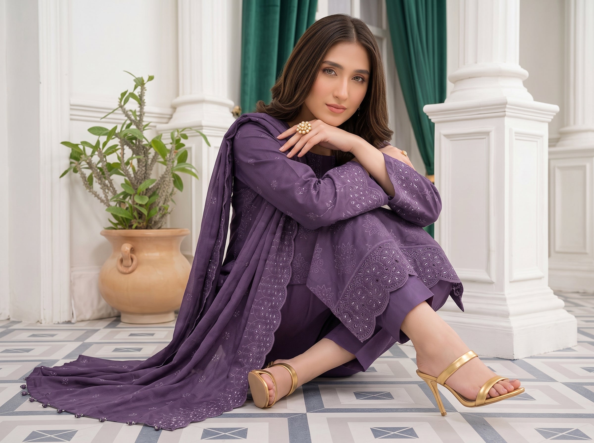 Munarq By Nisha Designer Emb Vintex Peach 02