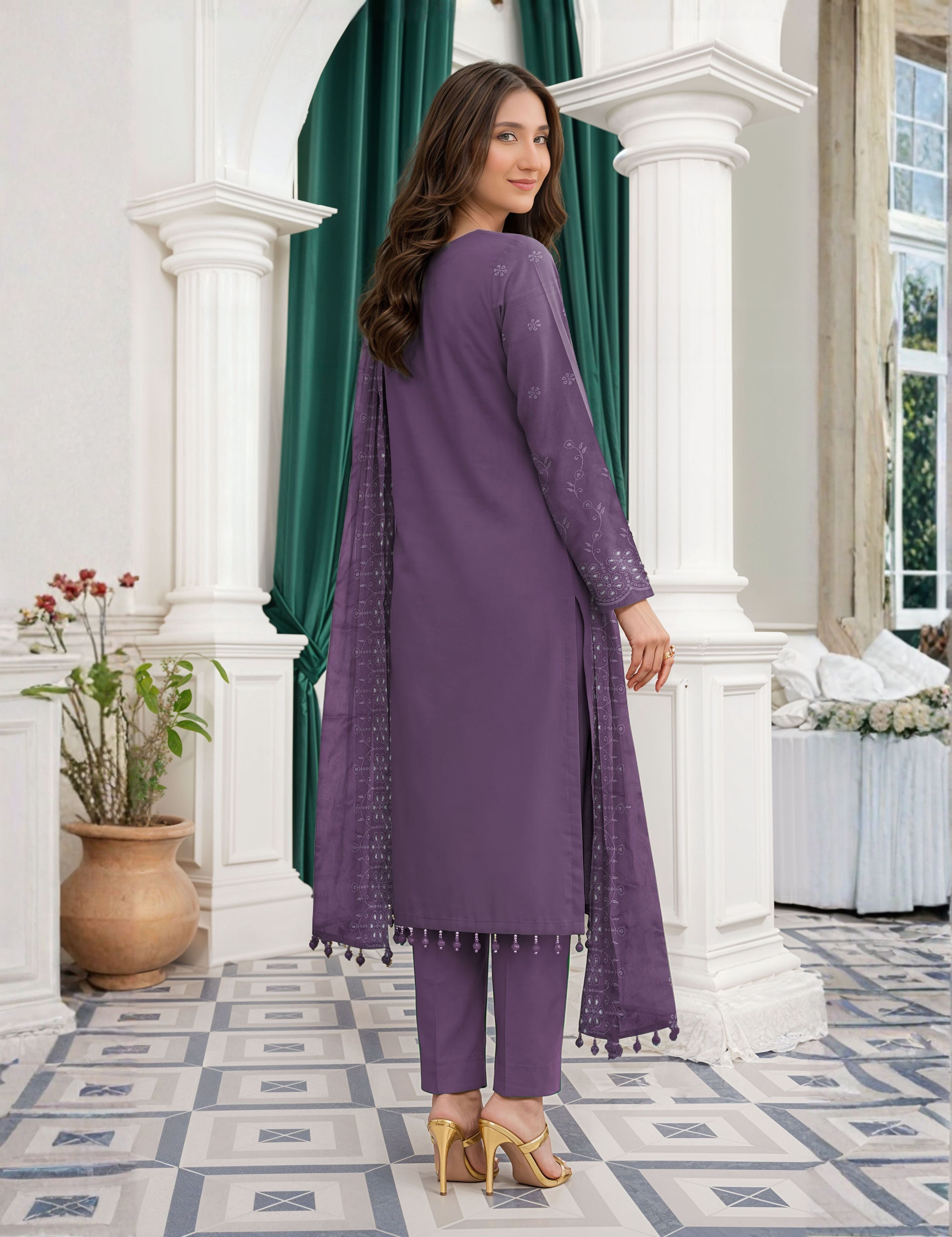 Munarq By Nisha Designer Emb Vintex Peach 02