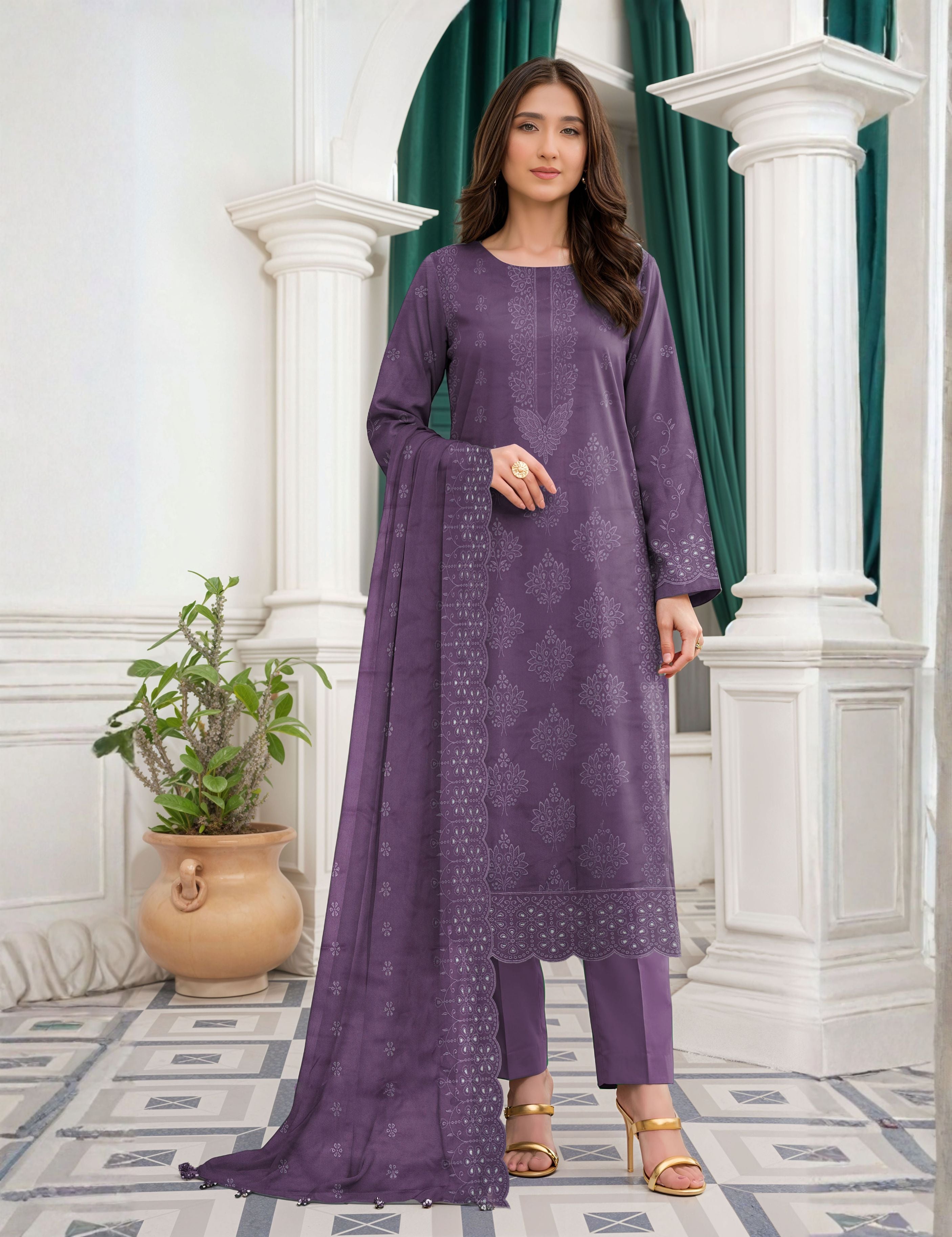 Munarq By Nisha Designer Emb Vintex Peach 02