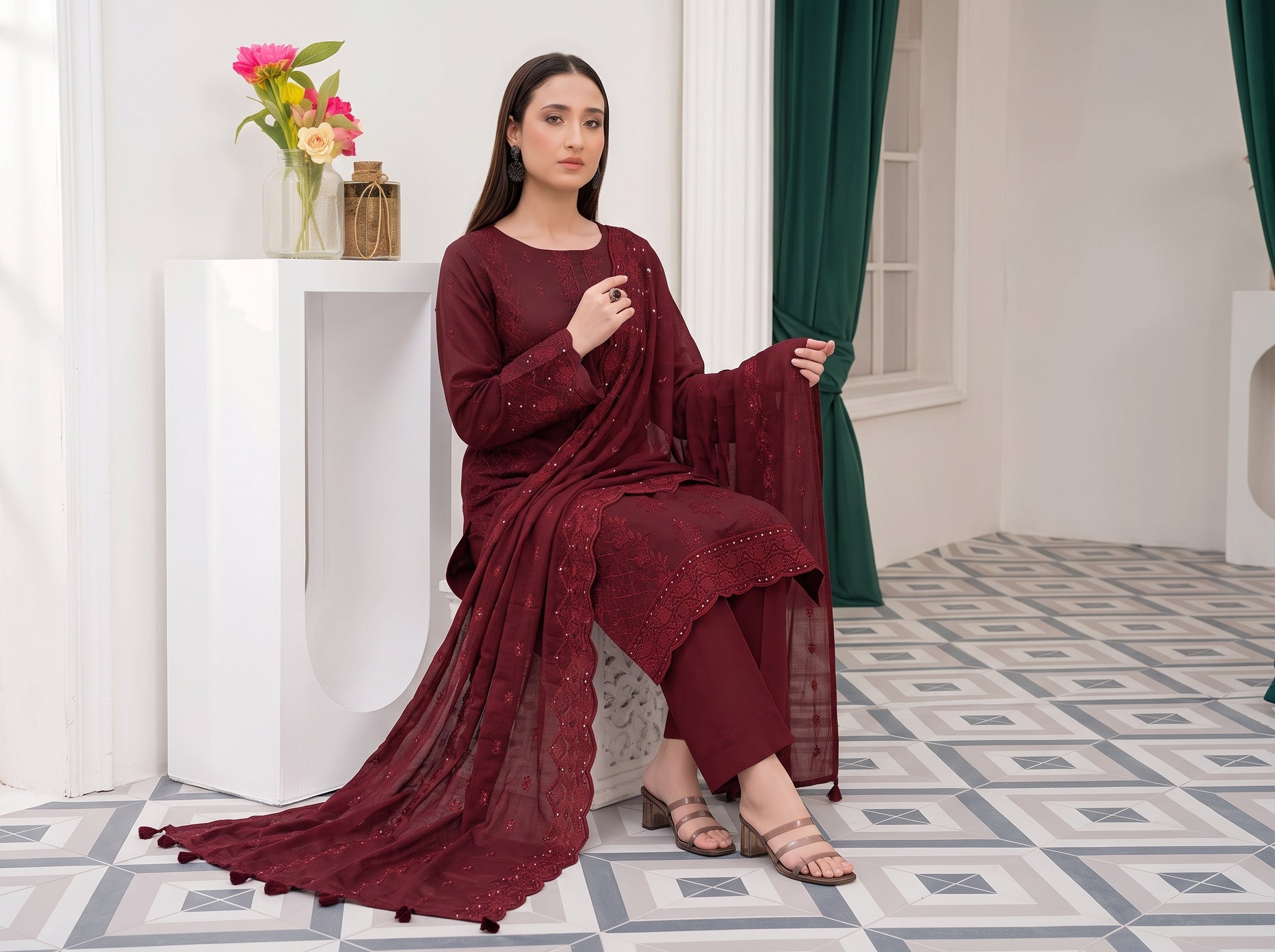 Munarq By Nisha Designer Emb Vintex Peach 01
