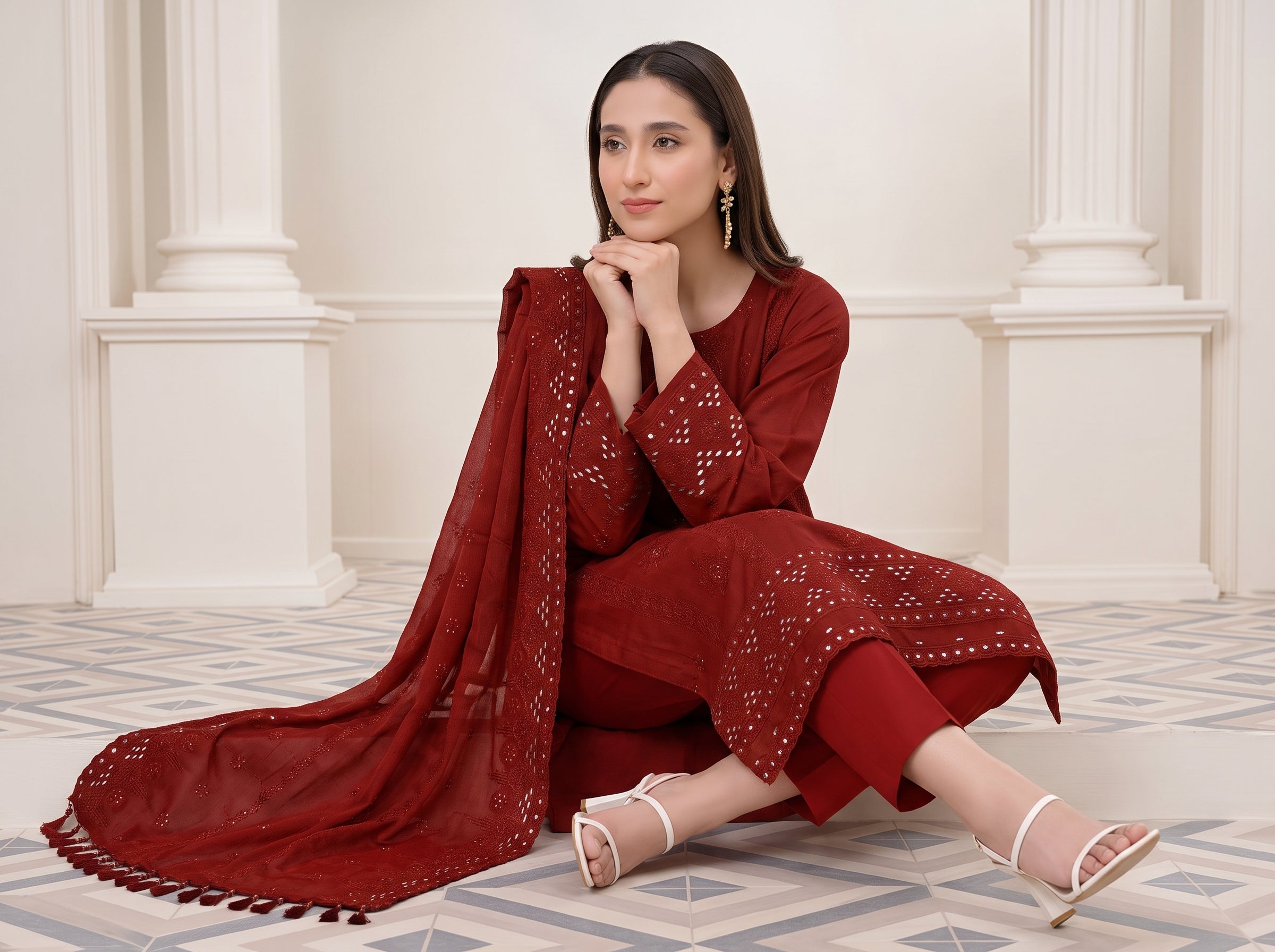 Munarq By Nisha Designer Emb Vintex Peach 05