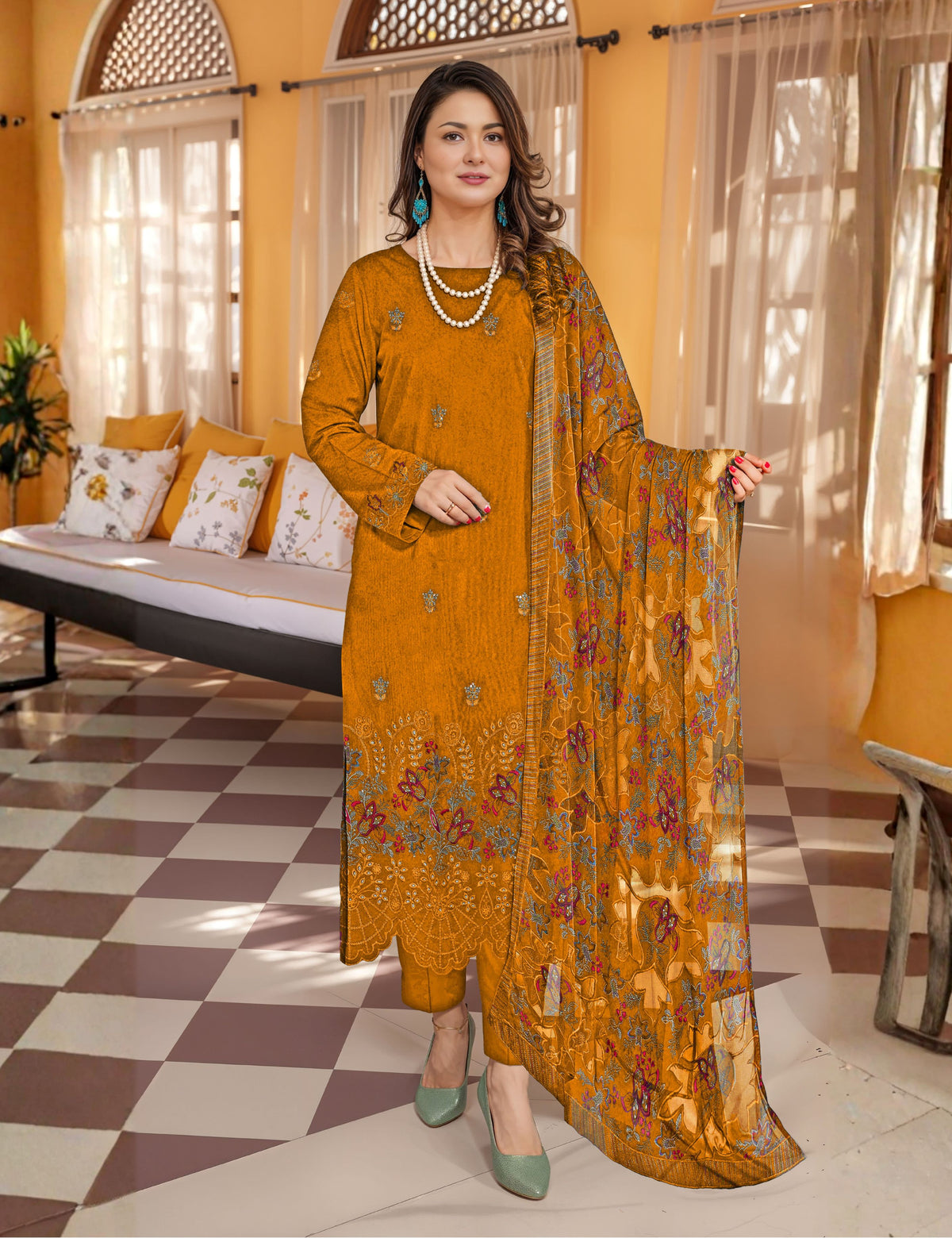 munarq by nisha designer vintex peach vol-2625