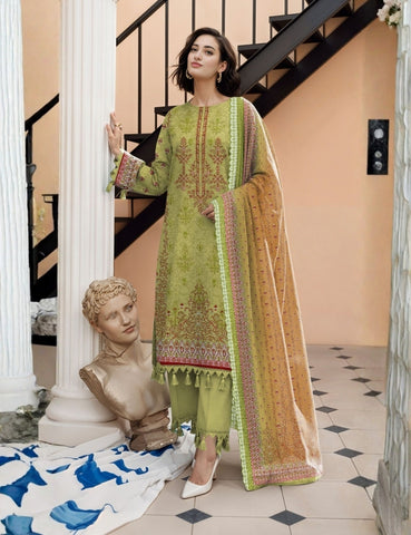 Nisha Designer Printed Emb Lawn 3PC V-599