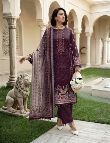 Nisha Designer Printed Emb Lawn 3PC V-599