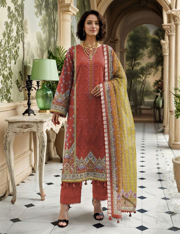 Nisha Designer Printed Emb Lawn 3PC V-599