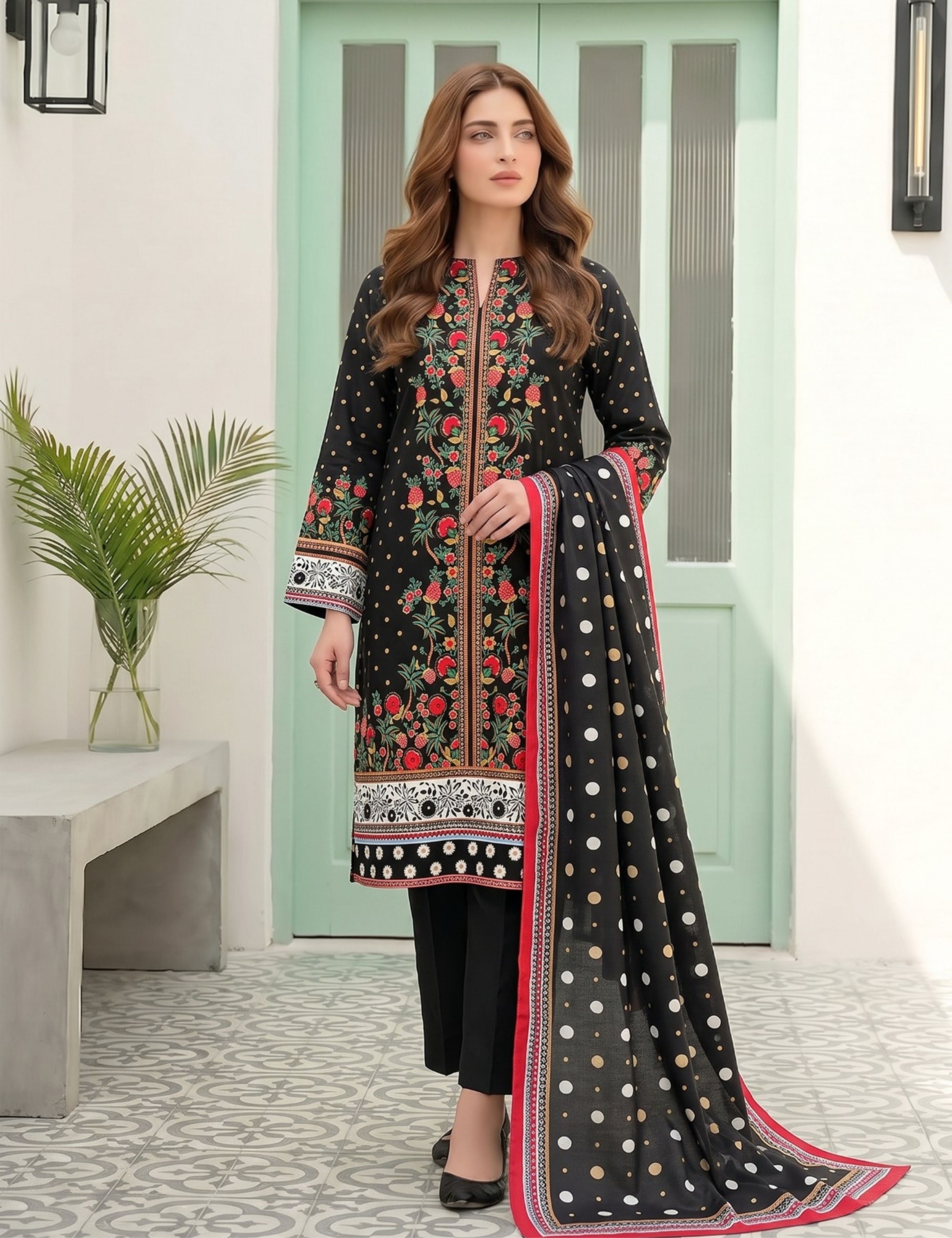 nisha designer printed lawn 3pc