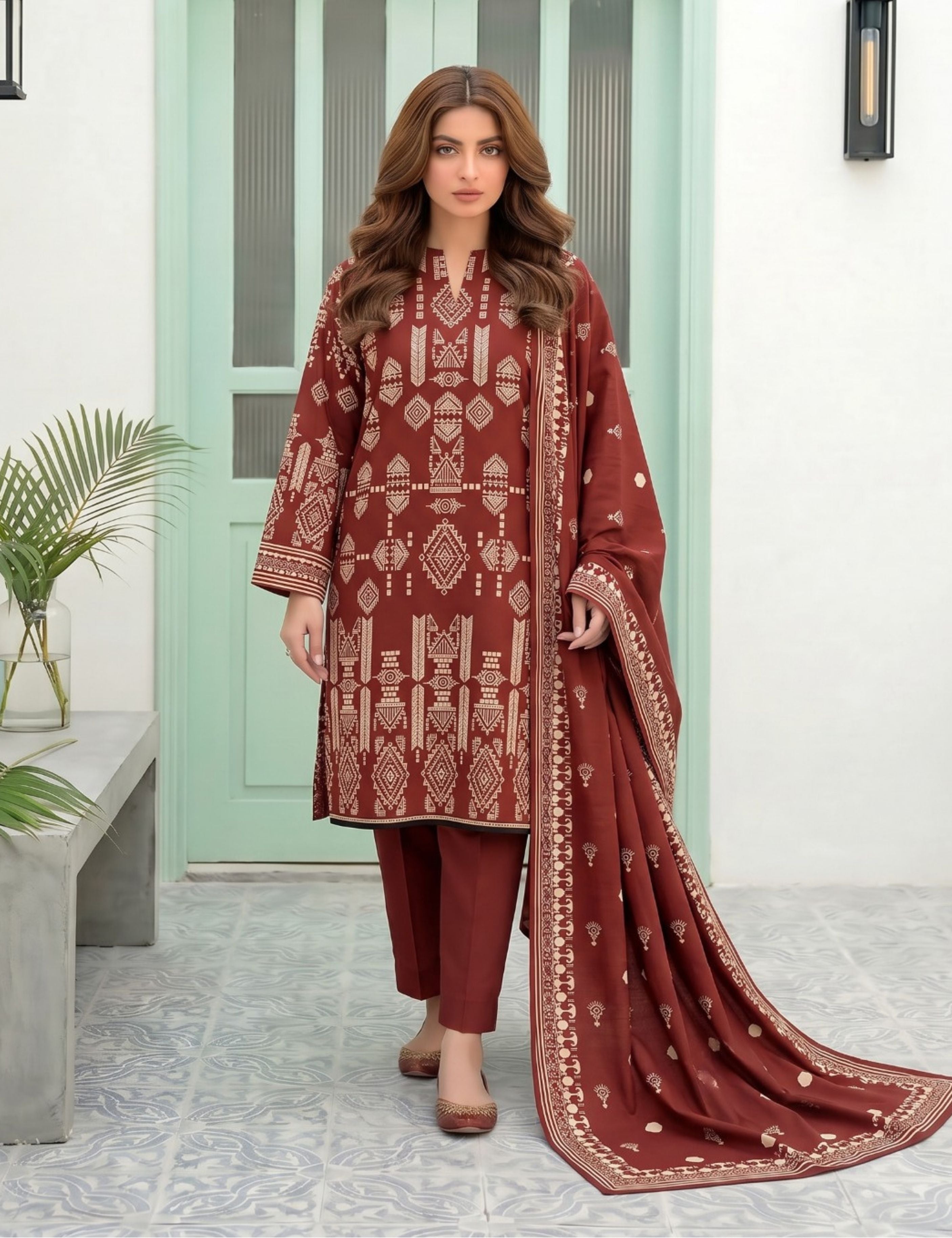 nisha designer printed lawn 3pc