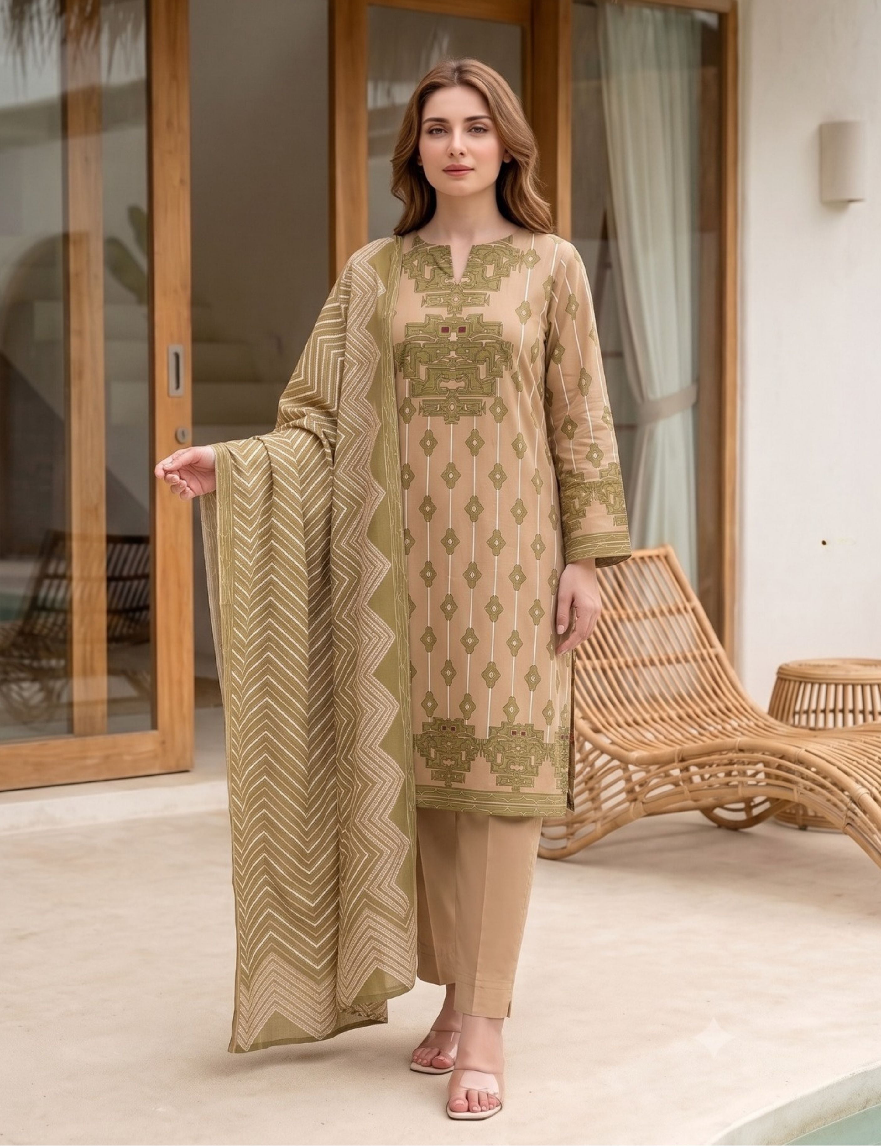 nisha designer printed lawn 3pc