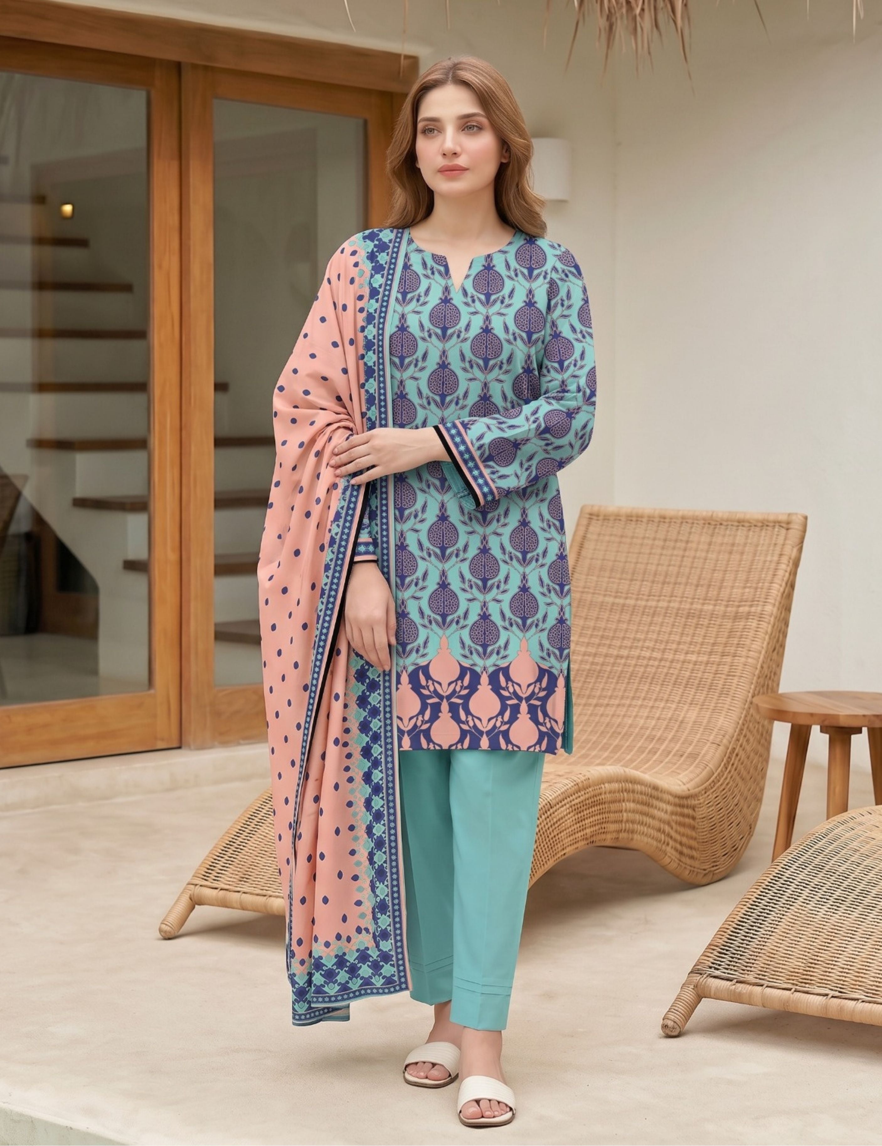 nisha designer printed lawn 3pc
