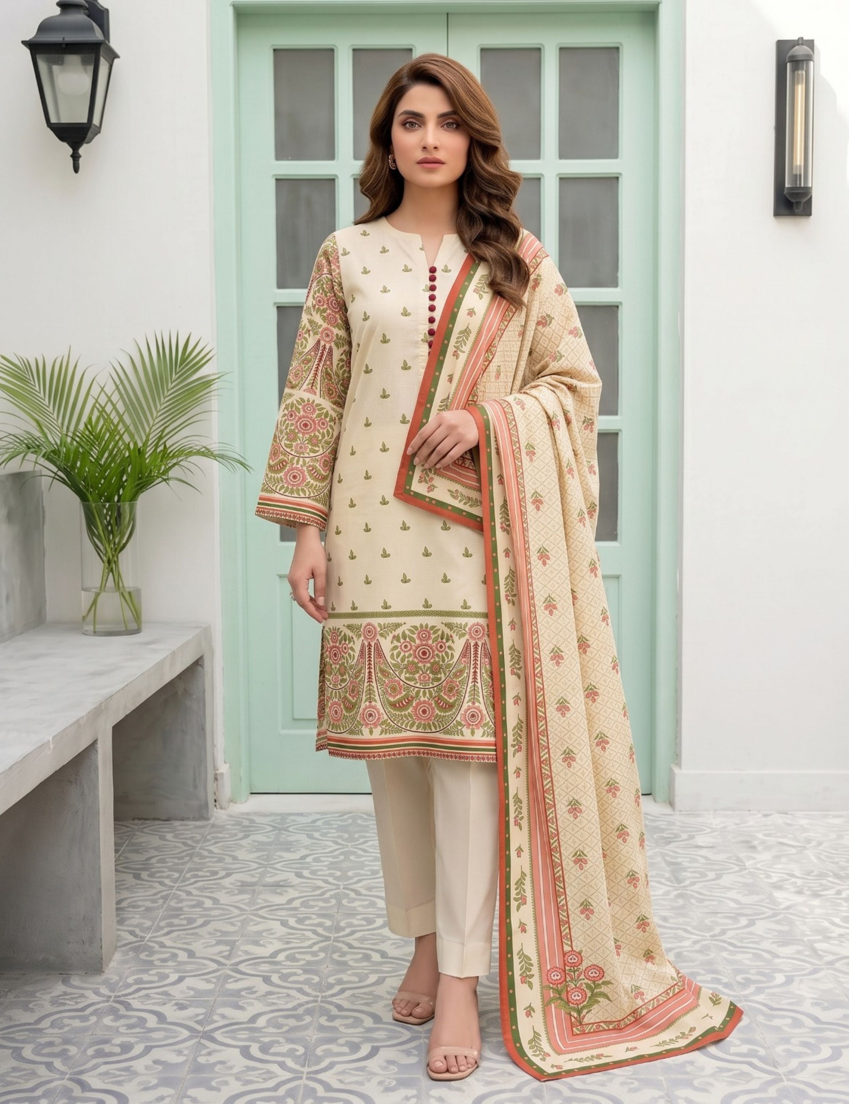 nisha designer printed lawn 3pc