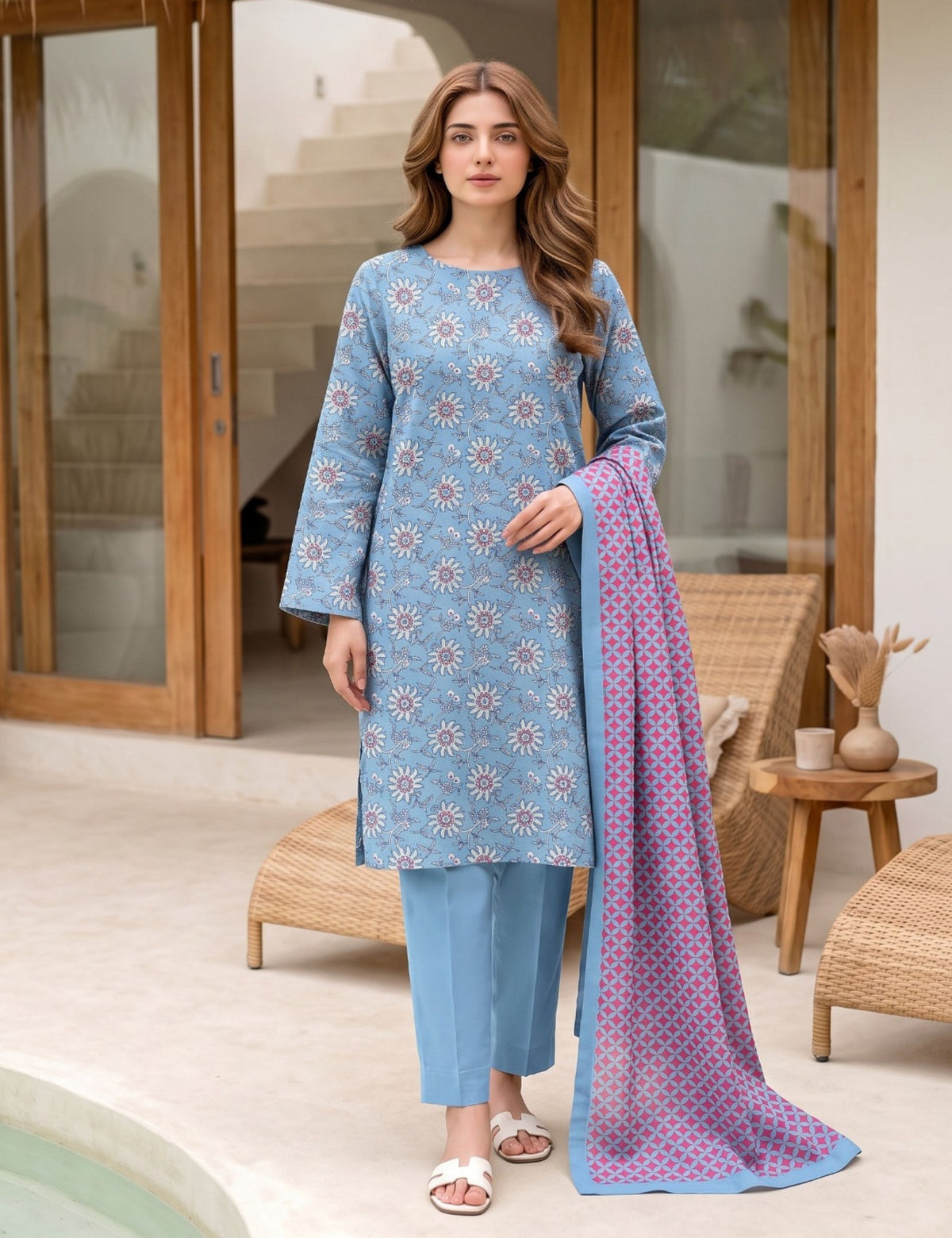 nisha designer printed lawn 3pc