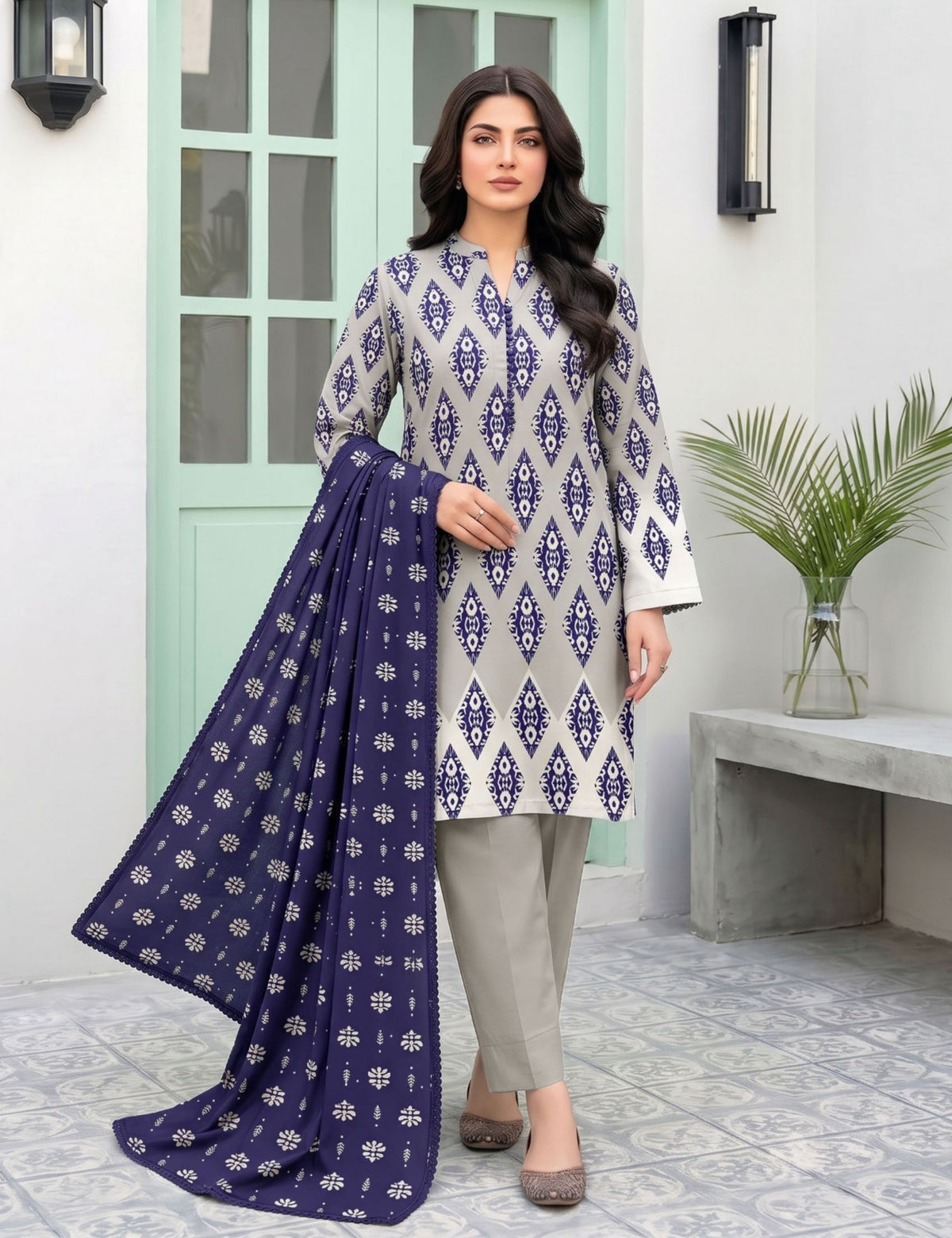 nisha designer printed lawn 3pc