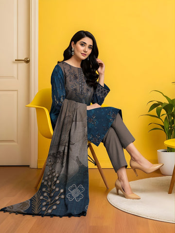 Unstitched Nisha Designer Emb Viscose 3-Pc 07