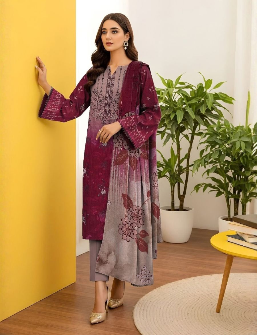 Unstitched Nisha Designer Emb Viscose 3-Pc 02