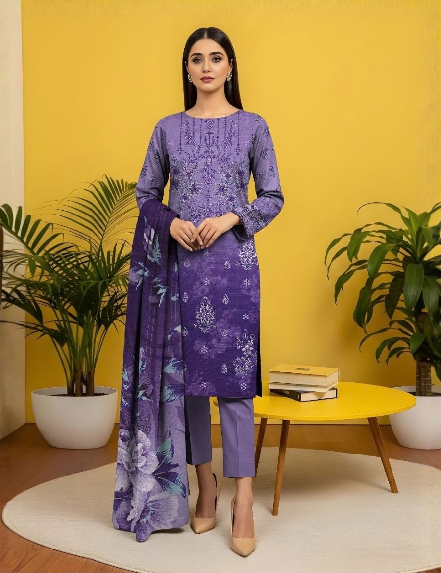 Unstitched Nisha Designer Emb Viscose 3-Pc 04