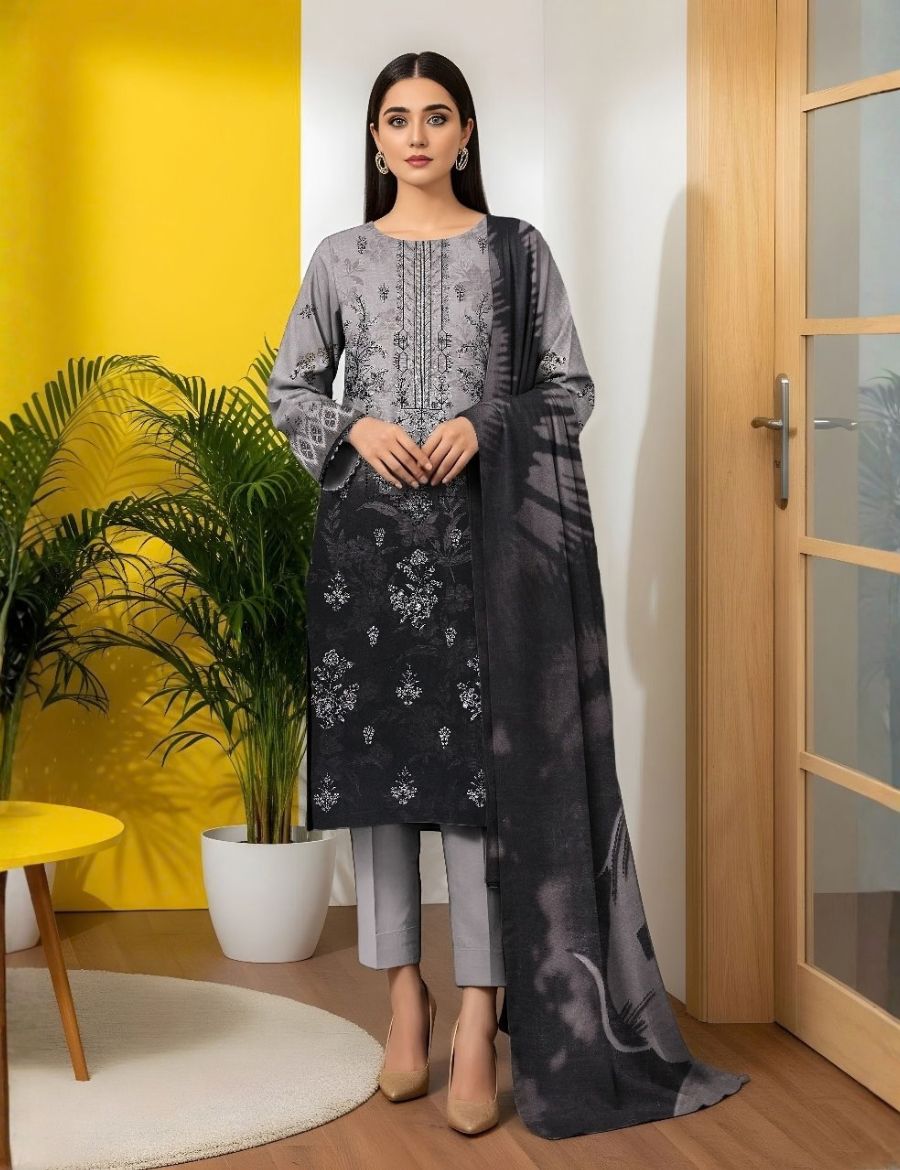 Unstitched Nisha Designer Emb Viscose 3-Pc 05