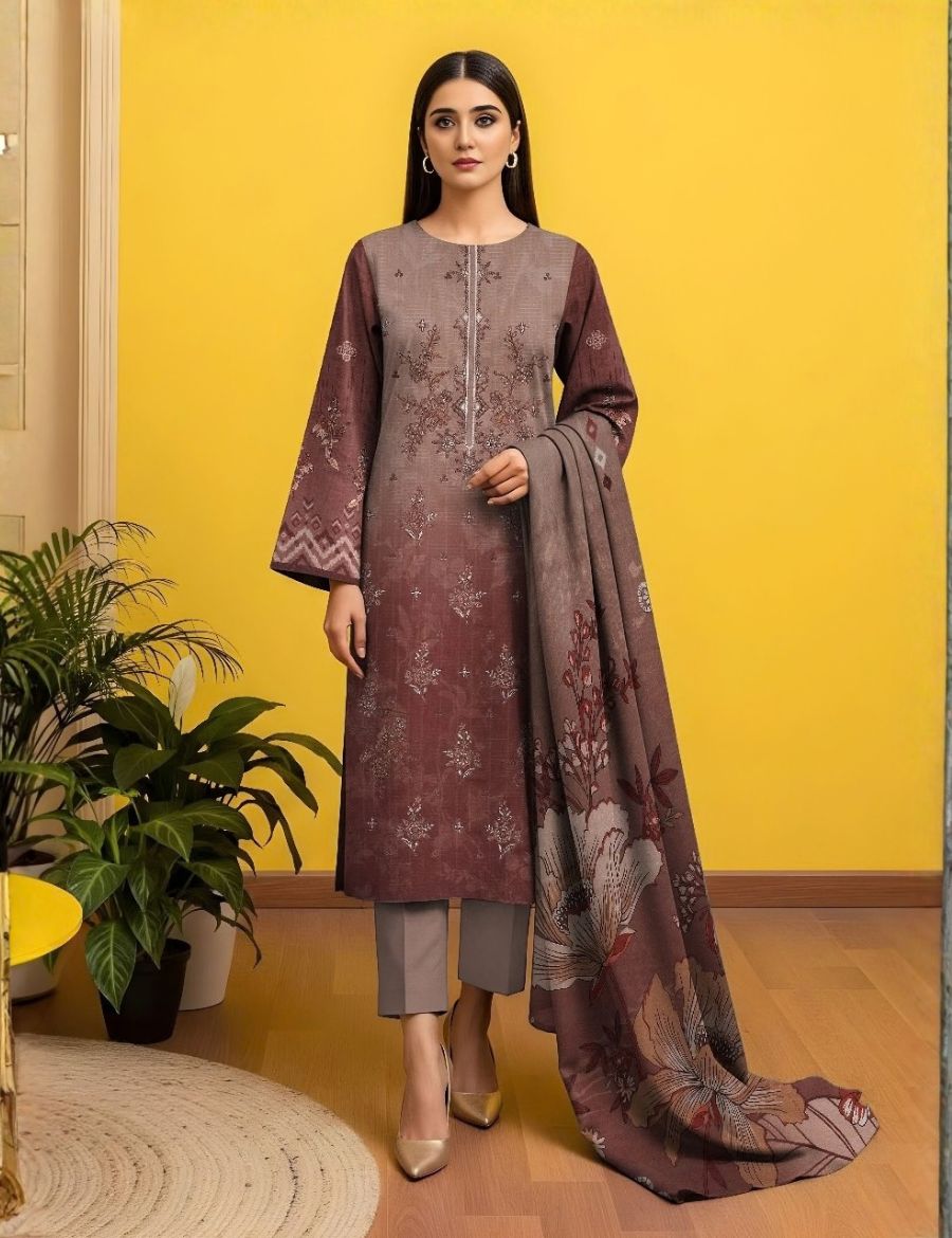 Unstitched Nisha Designer Emb Viscose 3-Pc 08