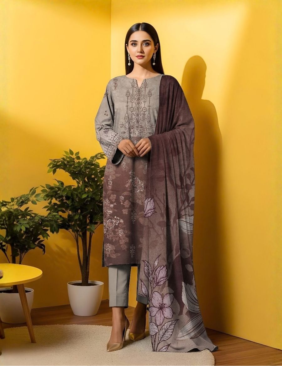 Unstitched Nisha Designer Emb Viscose 3-Pc 09