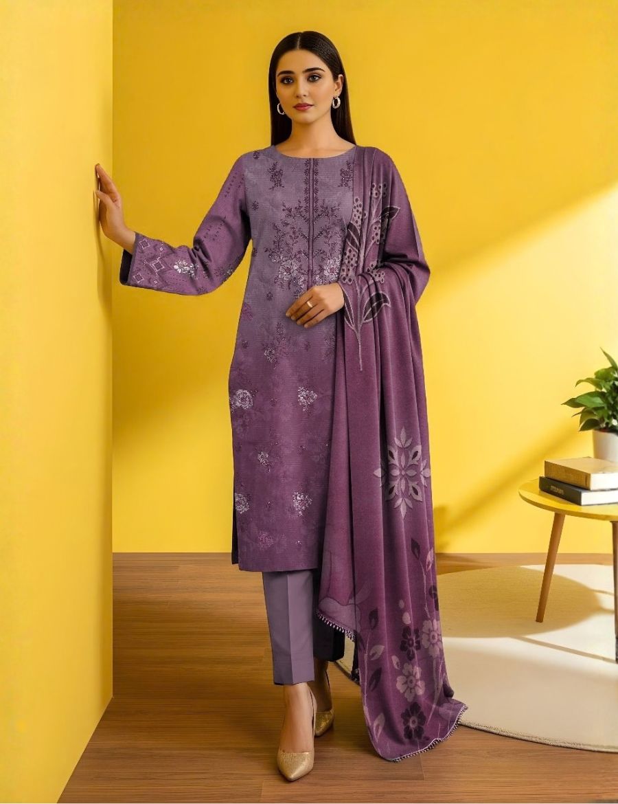 Unstitched Nisha Designer Emb Viscose 3-Pc 10