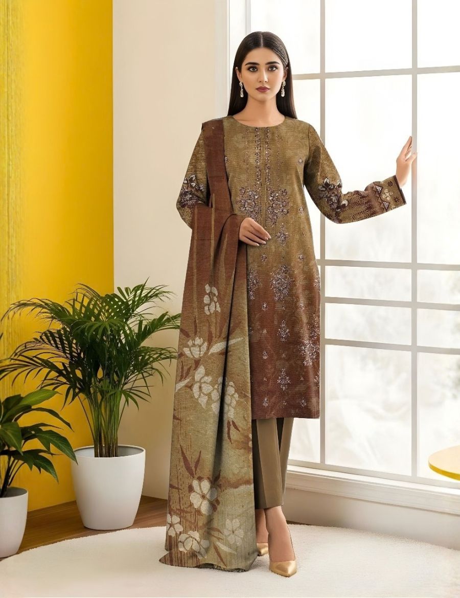 Unstitched Nisha Designer Emb Viscose 3-Pc 03