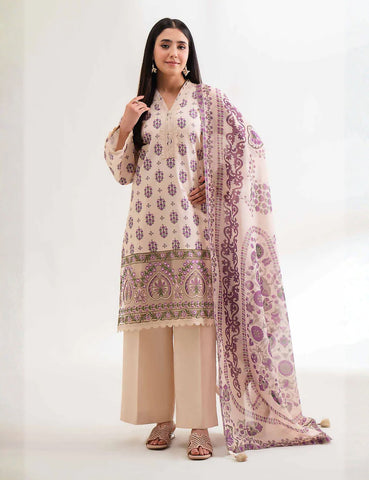 Nishat Unstitched Print Vintex Peach 3-Pc