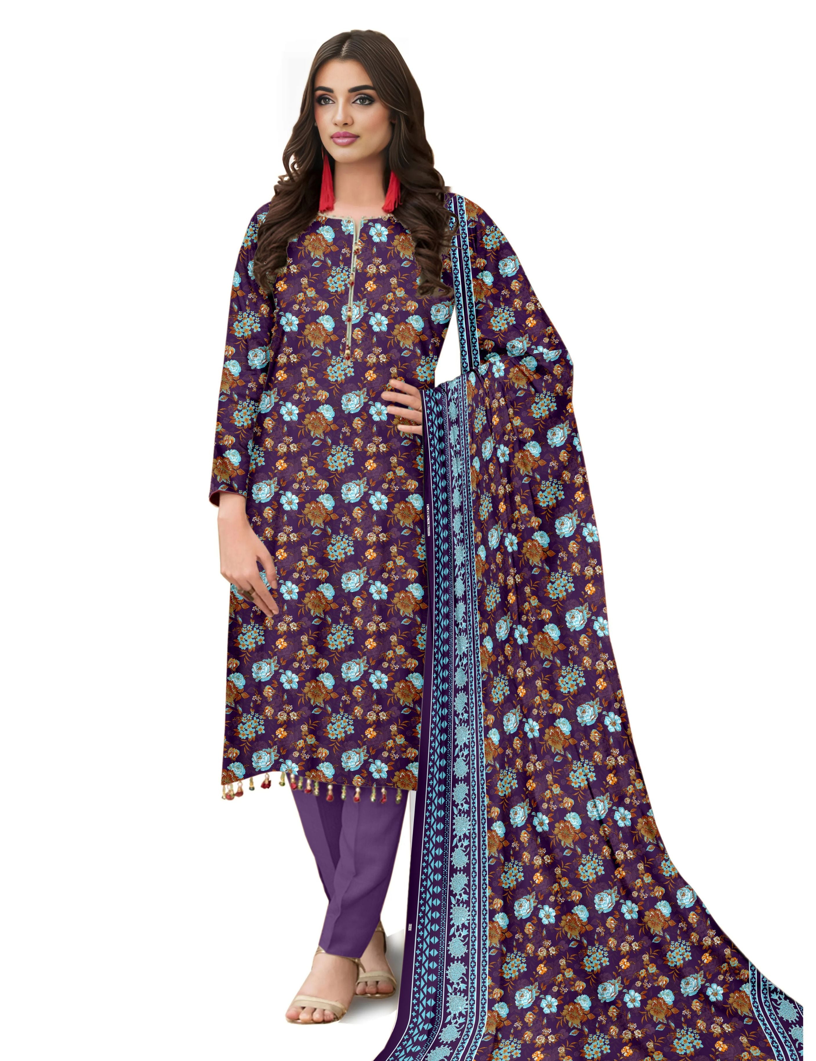 Nishat Unstitched Print Vintex Peach 3-Pc