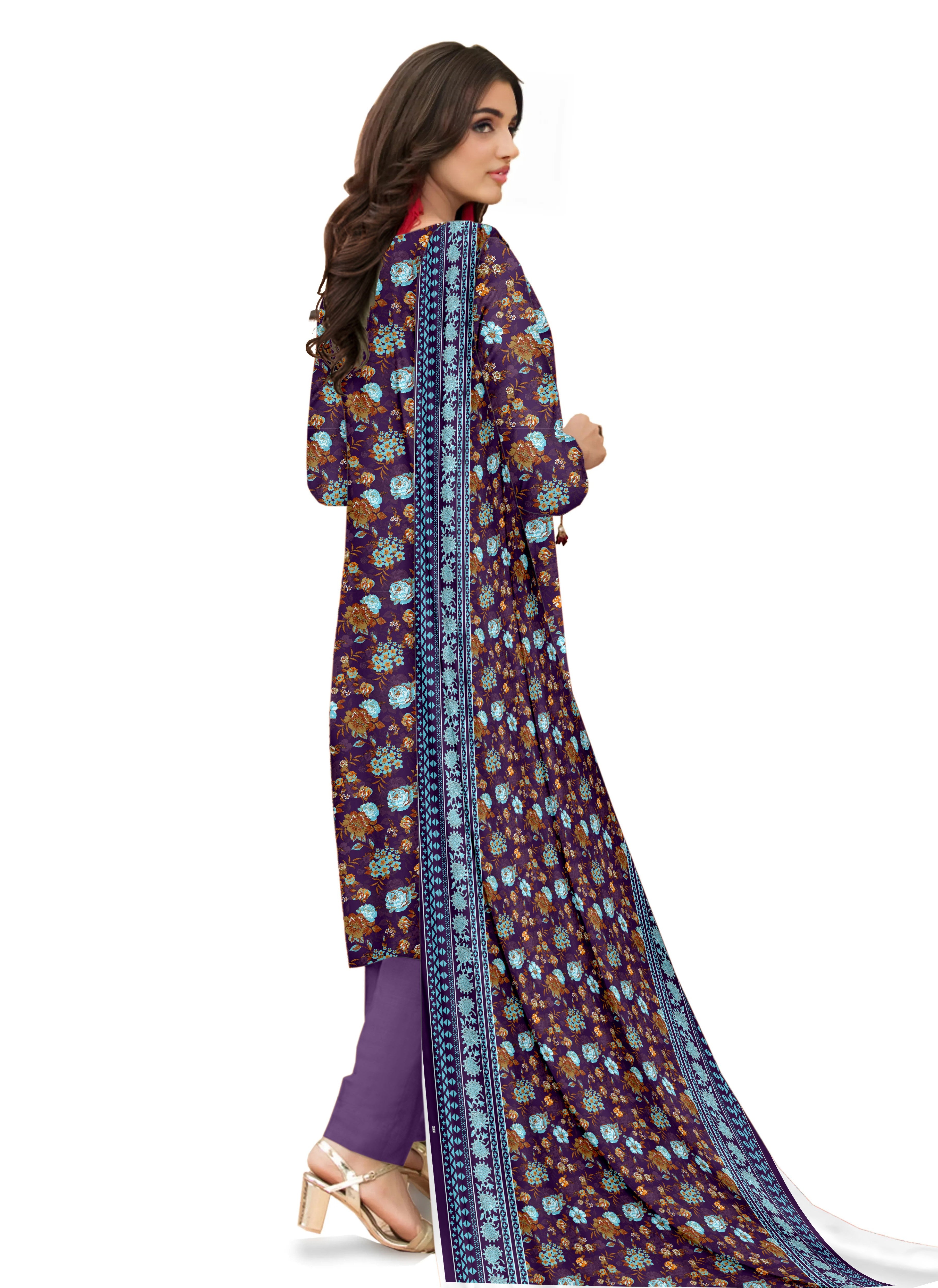 Nishat Unstitched Print Vintex Peach 3-Pc