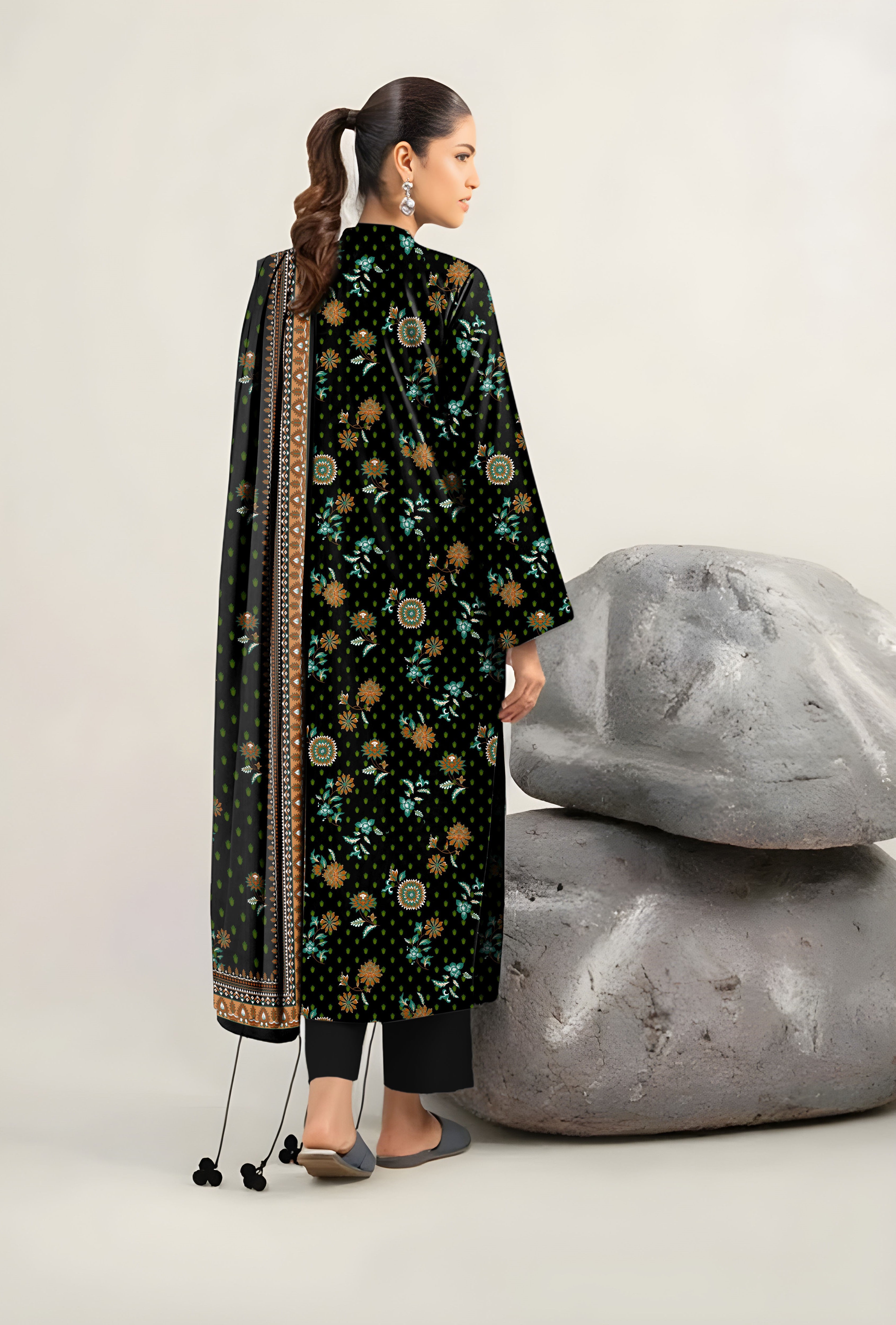 Nishat Unstitched Print Vintex Peach 3-Pc