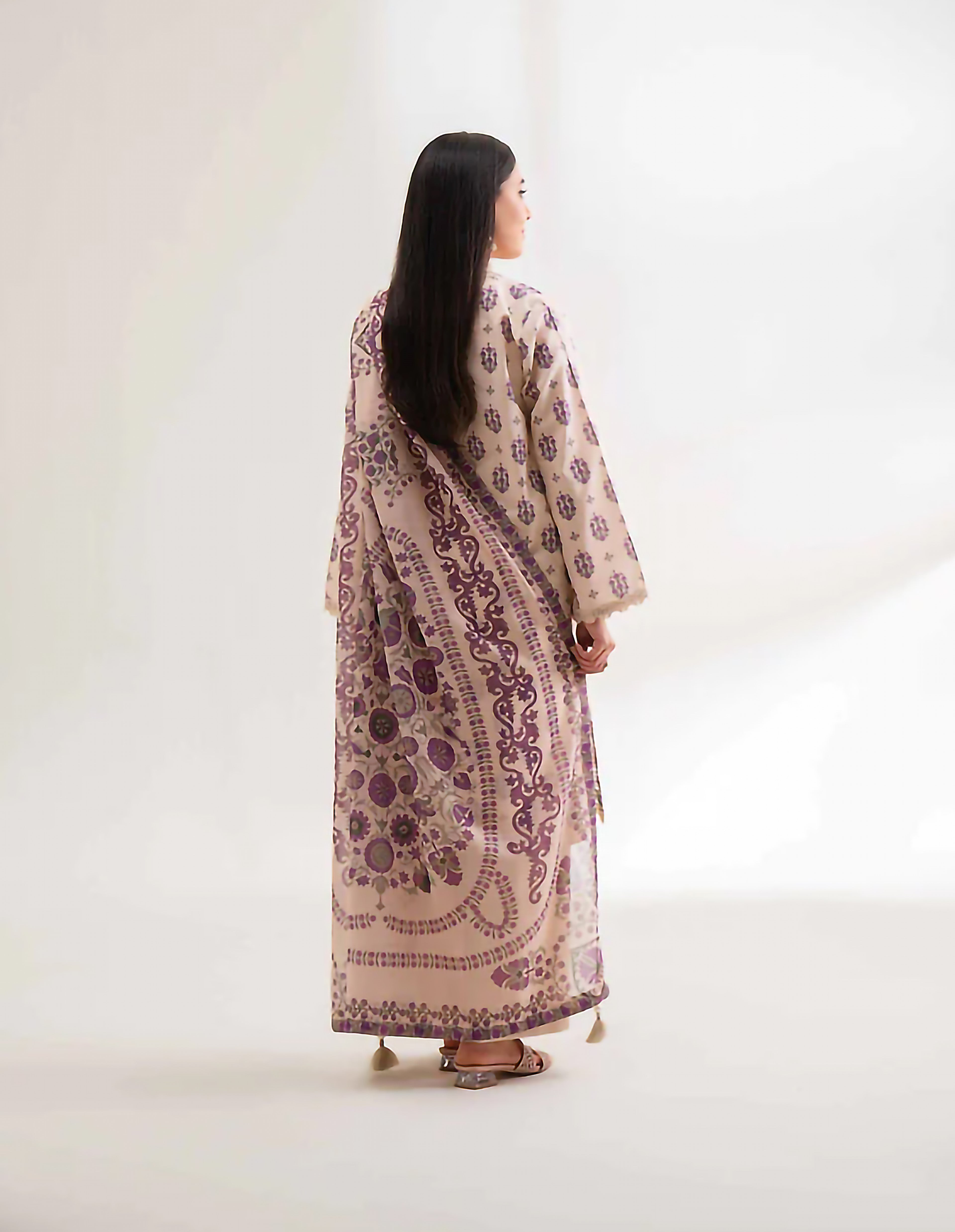 Nishat Unstitched Print Vintex Peach 3-Pc