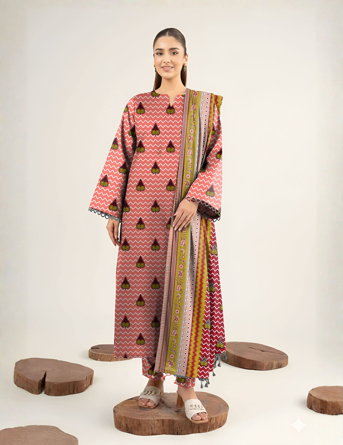 Nishat Unstitched Printed Khaddar 3-Pc