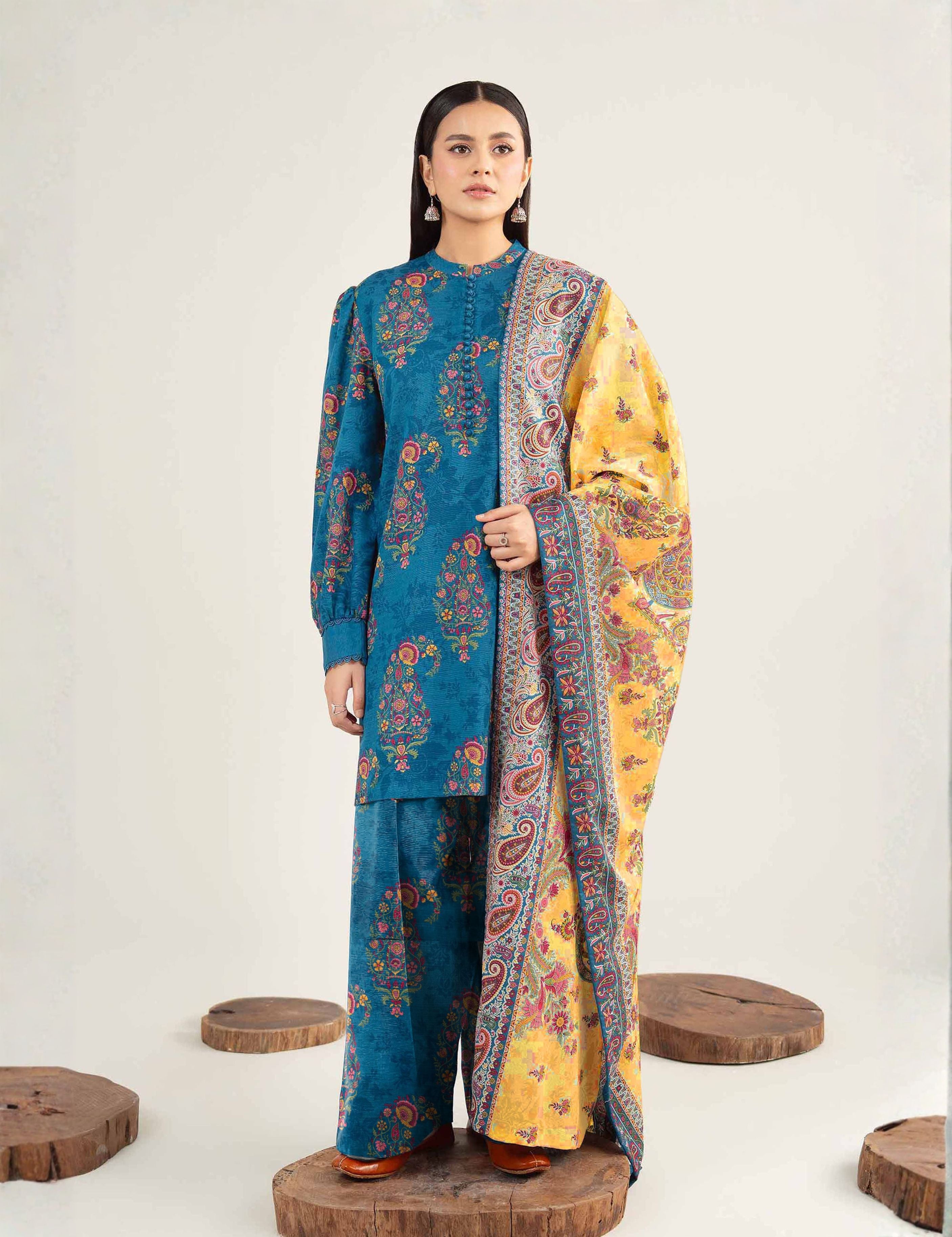 Nishat Unstitched Printed Khaddar 3-Pc
