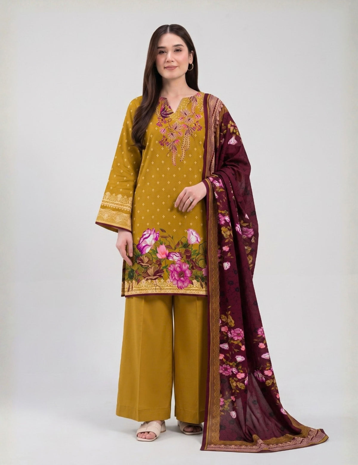 Unstitched Nishat Printed Linen 3 Piece N7