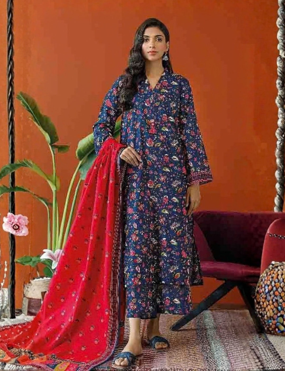 Orient Printed Fancy Khaddar 3-Pc OTL#23-333