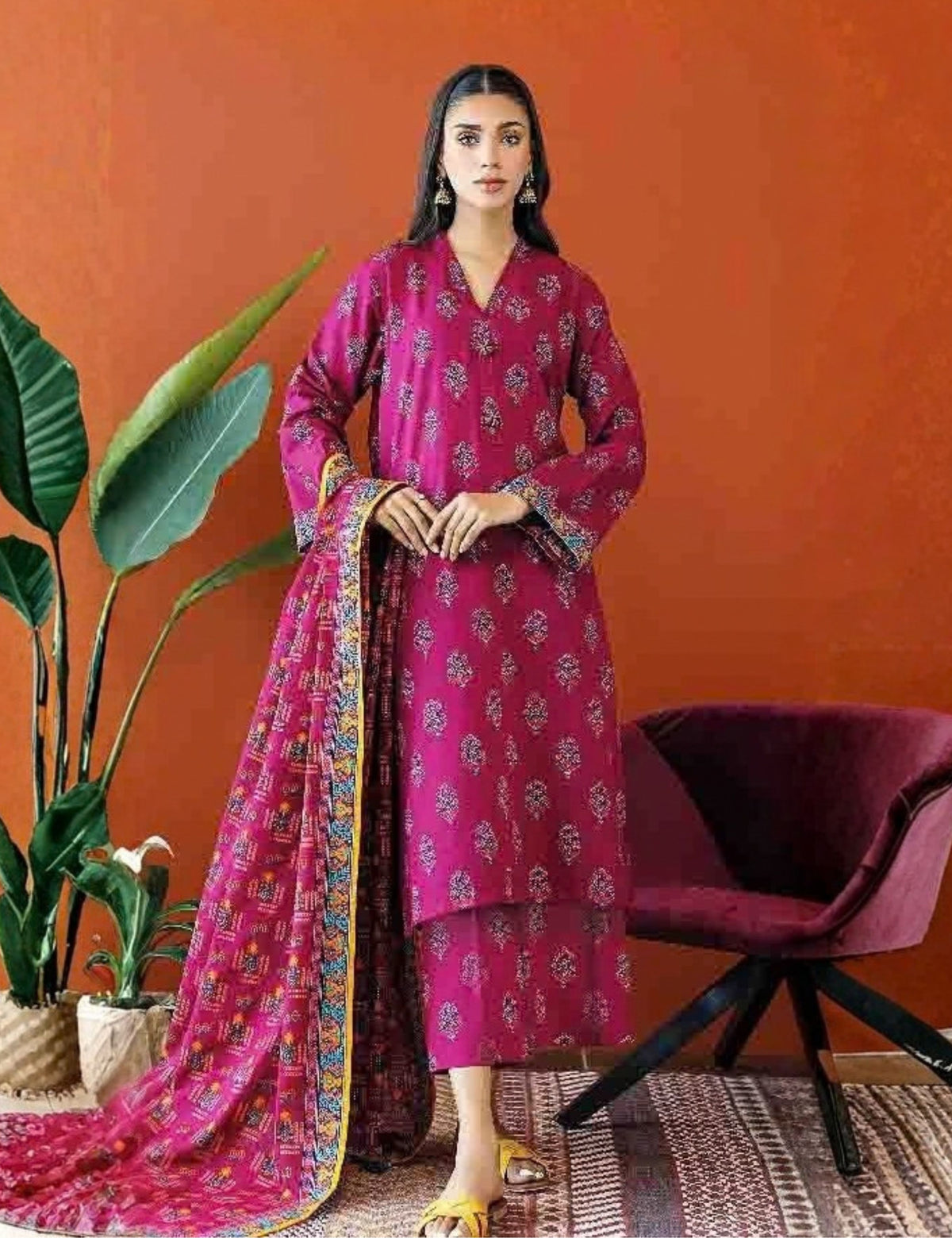 Orient Printed Fancy Khaddar 3-Pc OTL#23-335