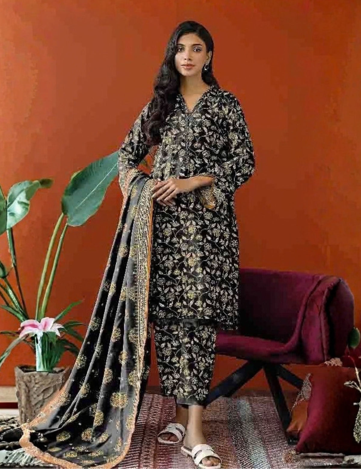 Orient Printed Fancy Khaddar 3-Pc OTL#23-195