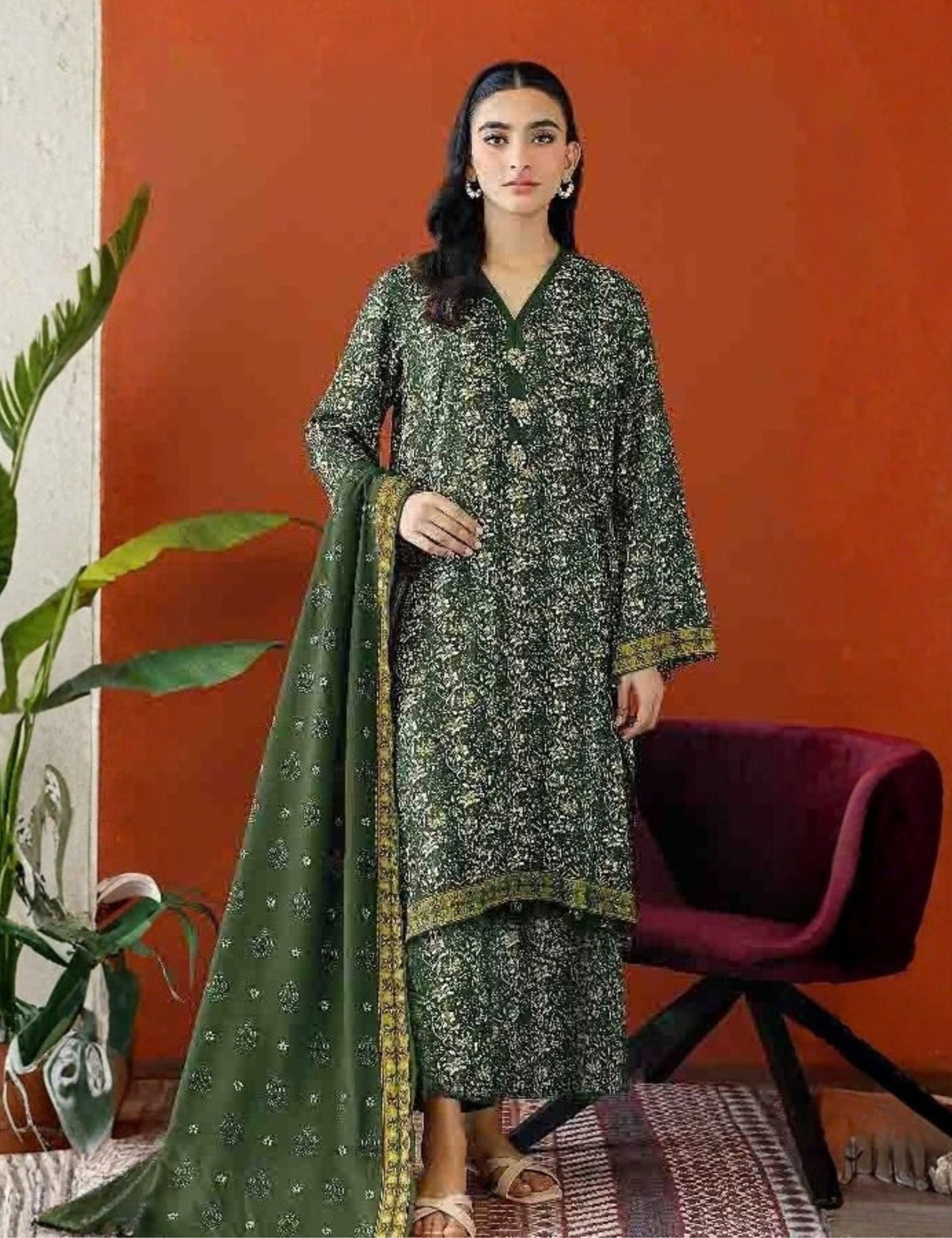 Orient Printed Fancy Khaddar 3-Pc OTL#23-325