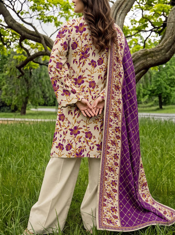 Unstitched Saya Printed Premium Linen 3-Pc P003B