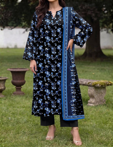 Unstitched Saya Printed Premium Linen 3-Pc P03B