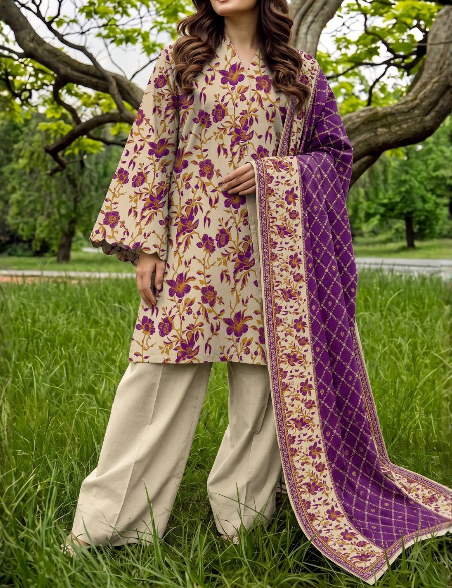 Unstitched Saya Printed Premium Linen 3-Pc P003B