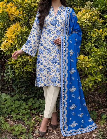 Unstitched Saya Printed Premium Linen 3-Pc E01A