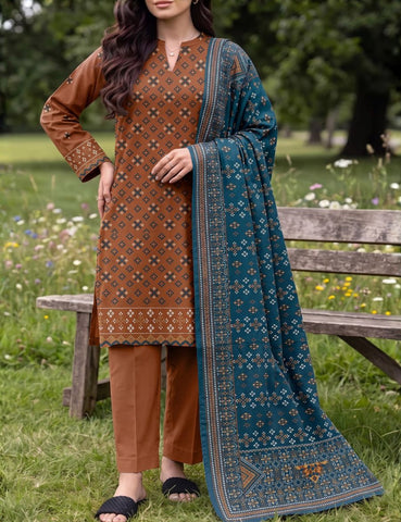 Unstitched Saya Printed Premium Linen 3-Pc P01A