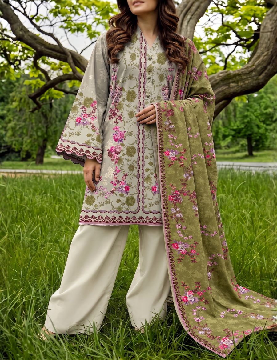 Unstitched Saya Printed Premium Linen 3-Pc P003A