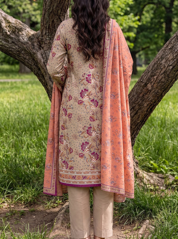 Unstitched Saya Printed Premium Linen 3-Pc P02B