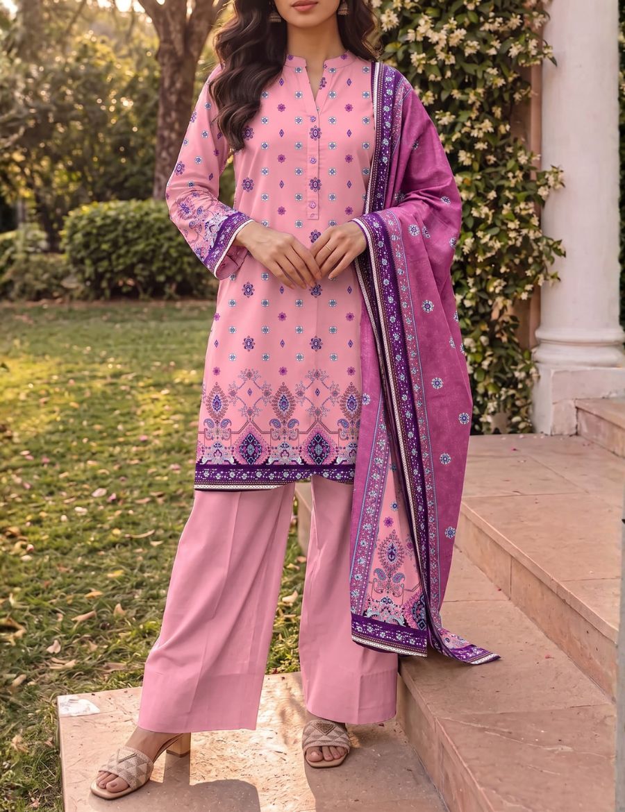 Unstitched Saya Printed Premium Linen 3-Pc P05A