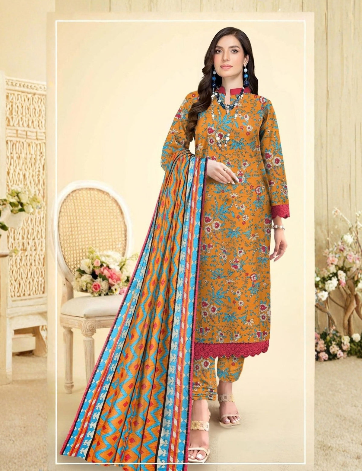 Ripple Collection Printed Fancy Khaddar 3-Pc R-4190
